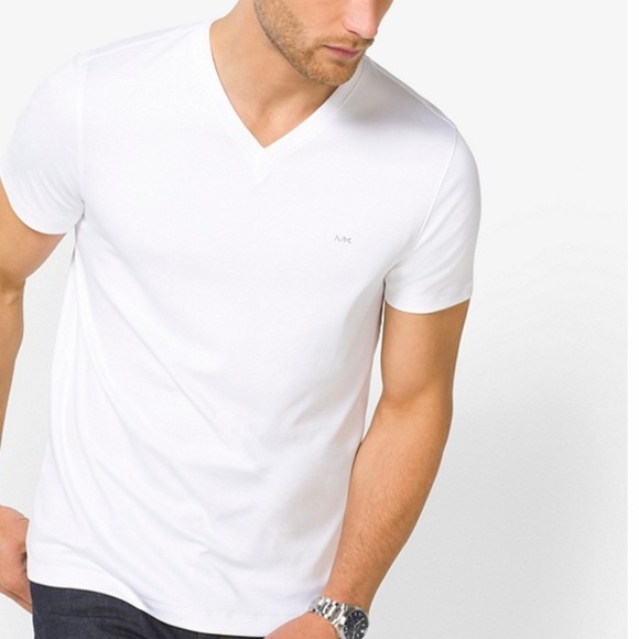 NWT Men's Michael Kors White V-Neck T - Picture 1 of 3